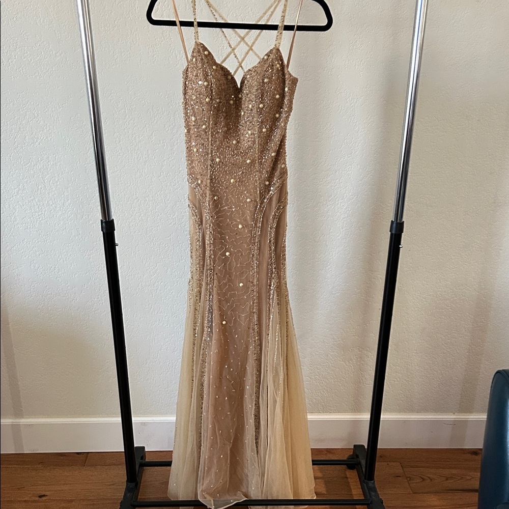 Stunning Gold Beaded Wedding Gown